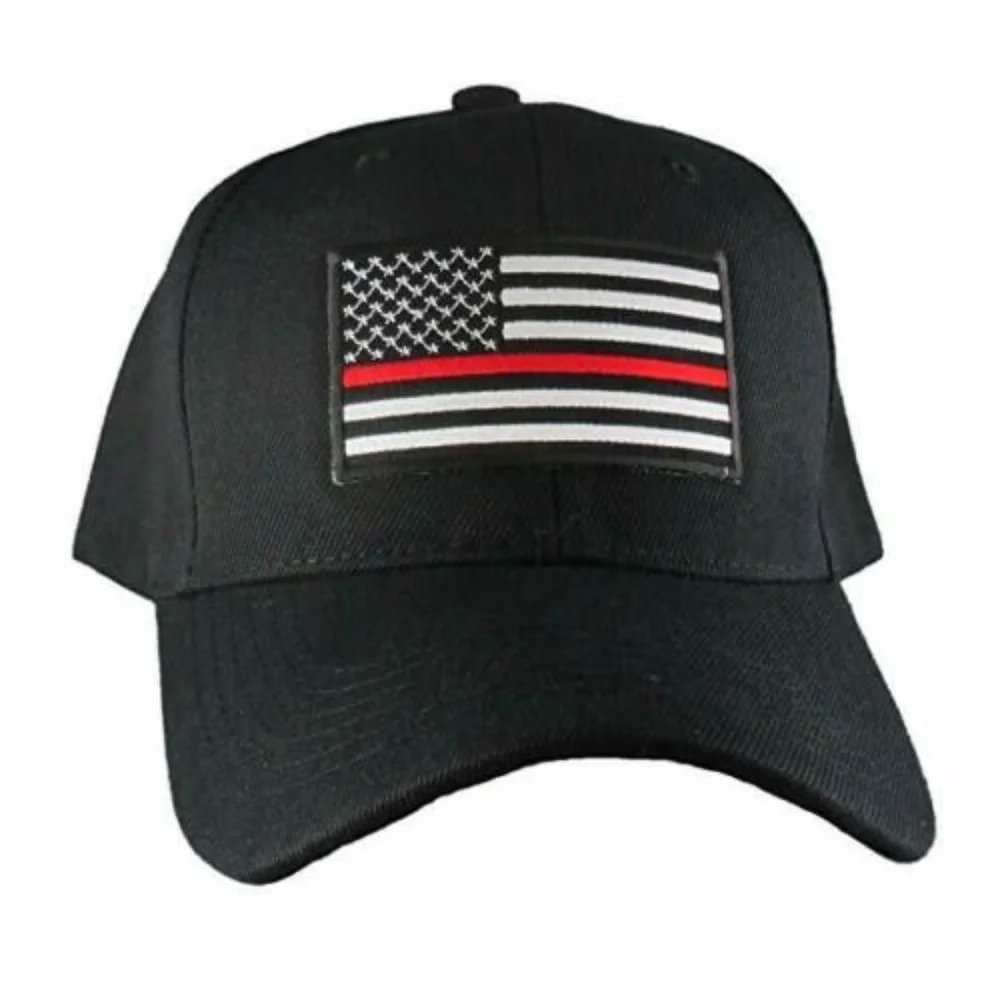Bundle 6 FireMan USA Red Line Flag Black Baseball Cap Fire Man New